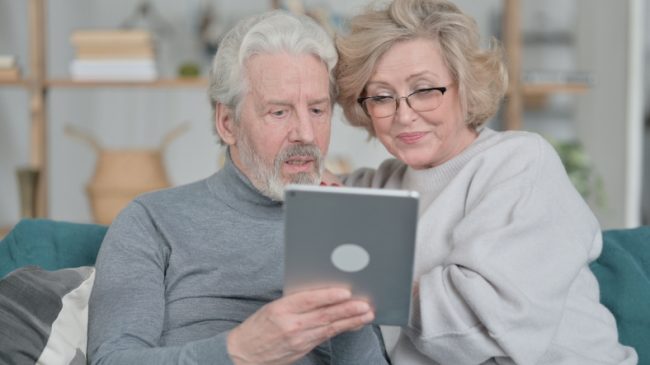Couple with tablet
